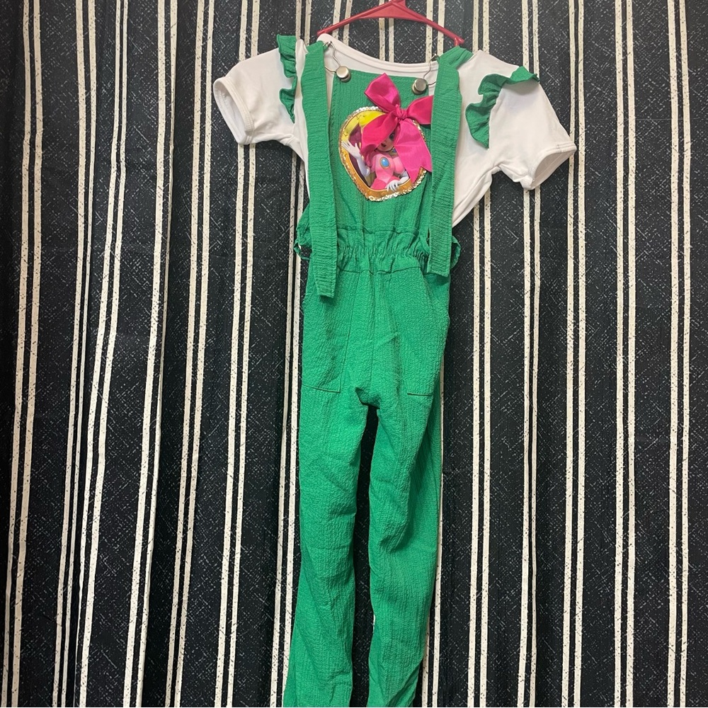 Charming Green Kids Overalls with Ruffle Details